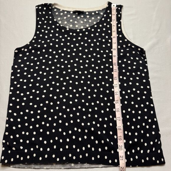 Talbots Women’s Petite M Black White Polka Dot Sleeveless Knit Sweater Tank Top - Picture 5 of 6
